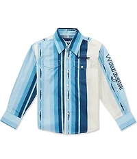 Wrangler® Big Boys Long-Sleeve Striped Woven Cotton Western Shirt