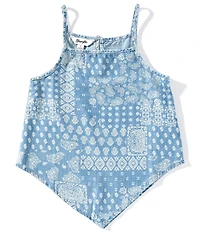 Wrangler® Big Girls Paisley-Printed Denim Trapeze Tank Top