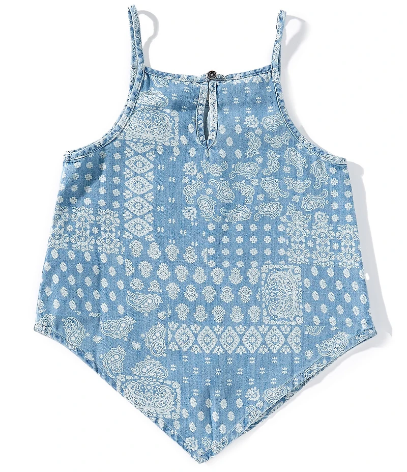 Wrangler® Big Girls Paisley-Printed Denim Trapeze Tank Top