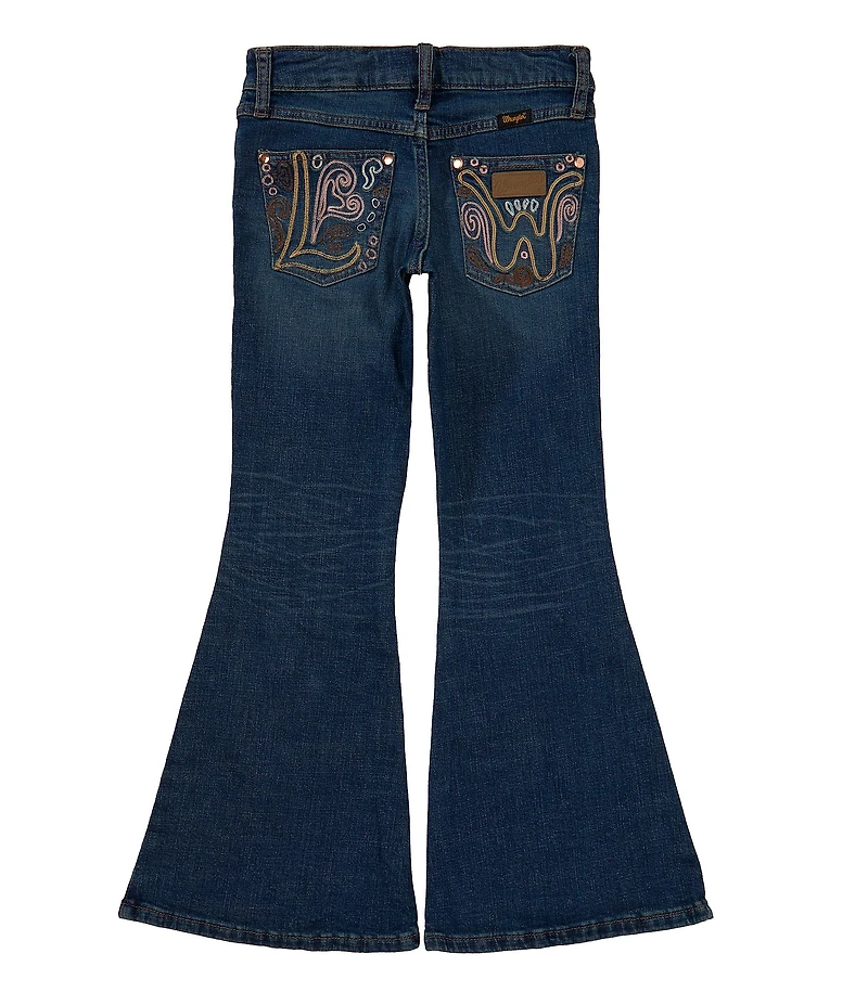 Wrangler® Big Girls Embroidered-Pocket Bell-Bottom Jeans