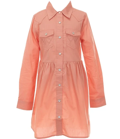 Wrangler® Big Girls Long-Sleeve Flap-Pocket Dress