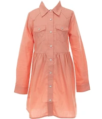 Wrangler® Big Girls Long-Sleeve Flap-Pocket Dress
