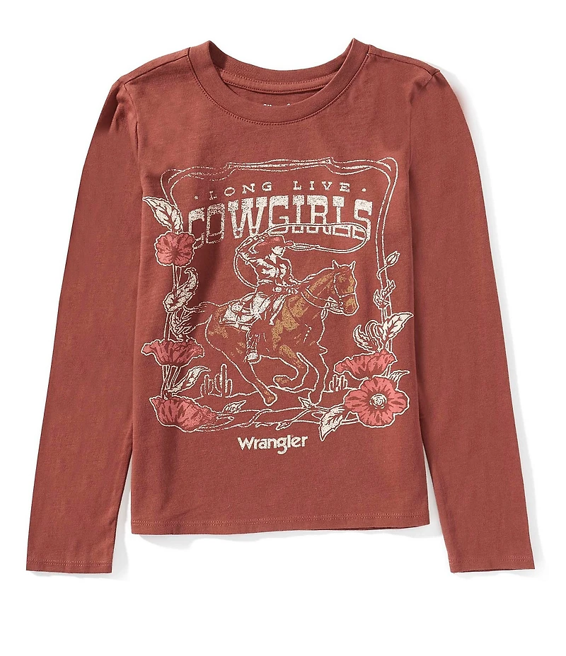 Wrangler® Big Girls Long-Sleeve Long Live Cowgirls Graphic T-Shirt