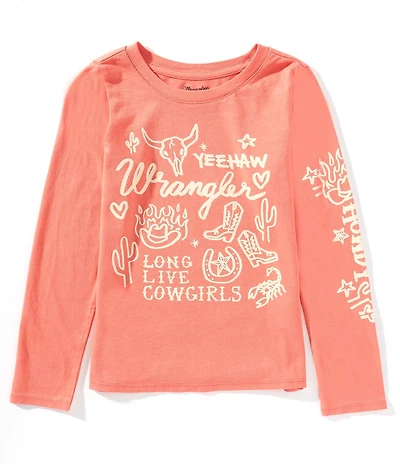 Wrangler® Big Girls Long-Sleeve Western Graphic T-Shirt