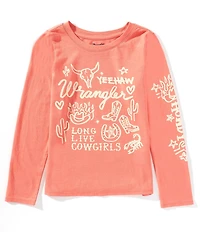 Wrangler® Big Girls Long-Sleeve Western Graphic T-Shirt