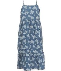Wrangler® Big Girls Sleeveless Western-Inspired-Print Denim Dress
