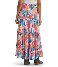 Wrangler® Cactus Printed Coordinating Tiered Pull-On Maxi Skirt