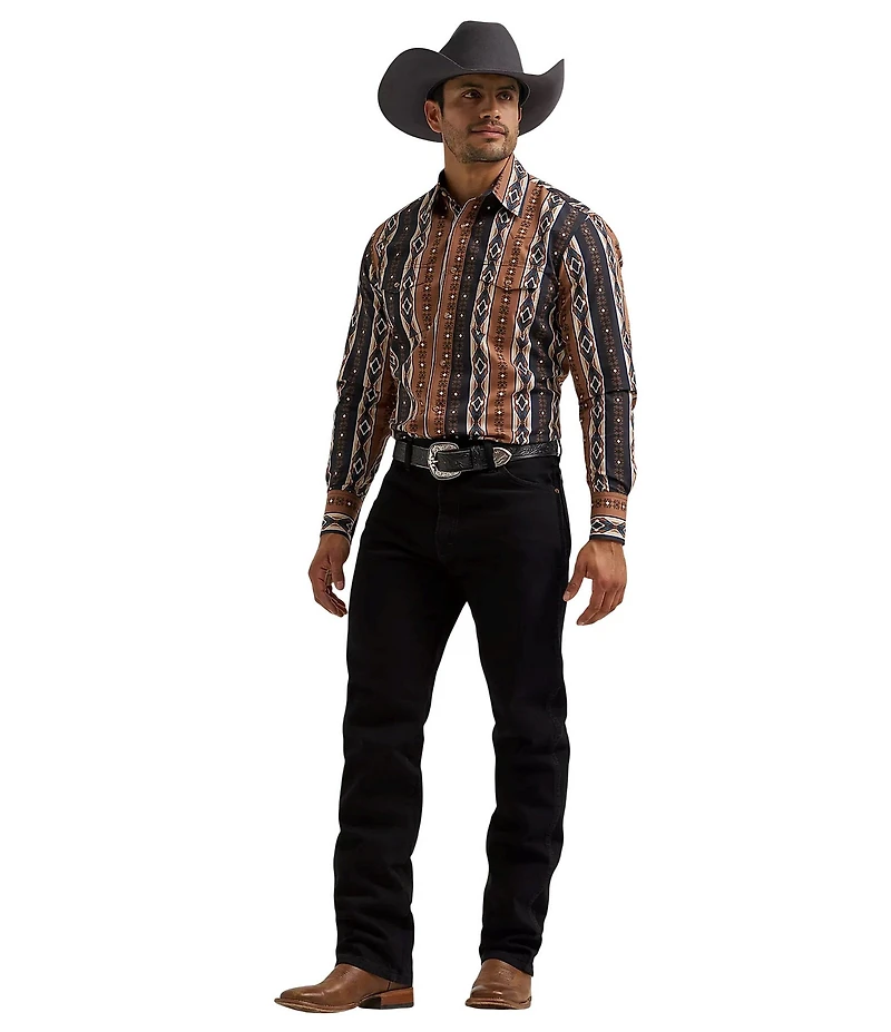 Wrangler® Checotah® Printed Long Sleeve Woven Shirt
