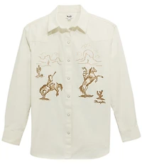 Wrangler® Cowboy Character Design Woven Boyfriend Shirt
