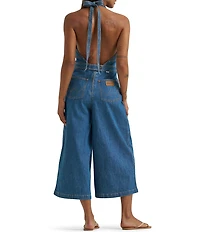 Wrangler Culotte Halter Neck Sleeveless Cropped Wide-Leg Denim Jumpsuit