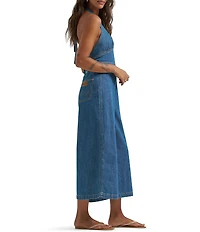 Wrangler Culotte Halter Neck Sleeveless Cropped Wide-Leg Denim Jumpsuit