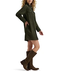 Wrangler® Flap Pocket Long Sleeve Corduroy A-Line Dress