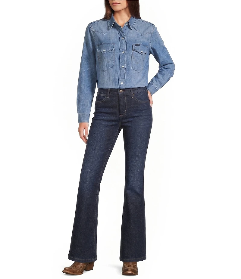 Wrangler® Flap Pocket Long Sleeve Denim Western Shirt
