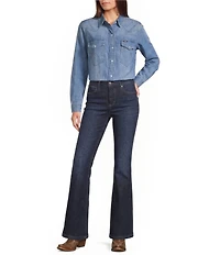 Wrangler® Flap Pocket Long Sleeve Denim Western Shirt