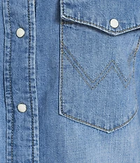 Wrangler® Flap Pocket Long Sleeve Denim Western Shirt