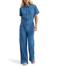 Wrangler Garage Point Collar Short Sleeve Denim Coverall
