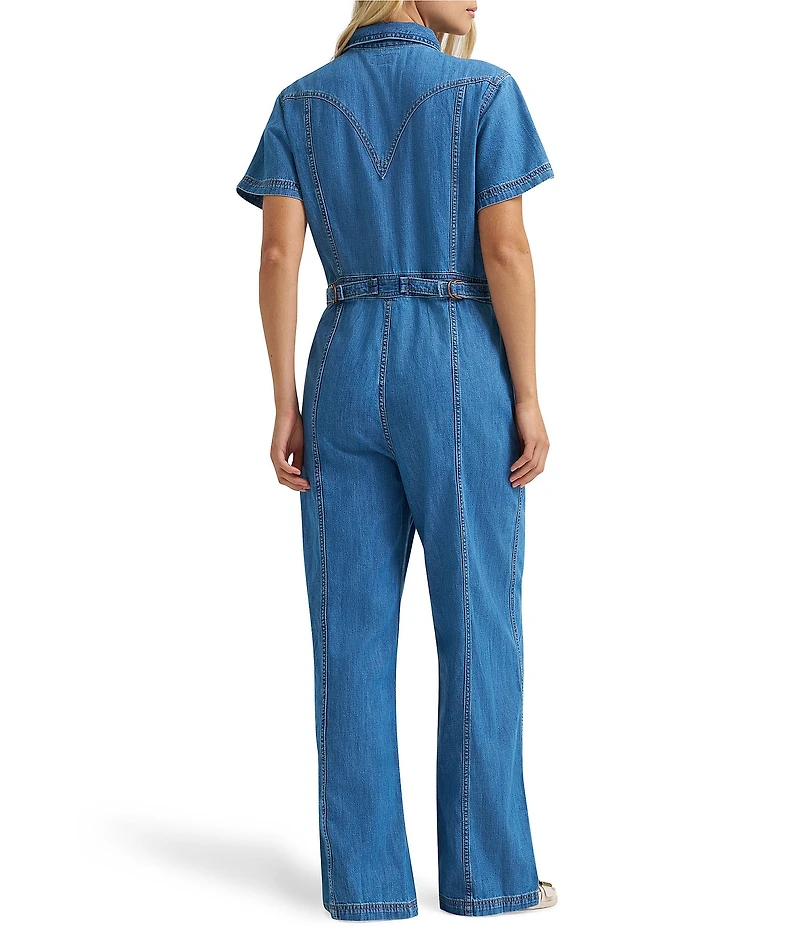 Wrangler Garage Point Collar Short Sleeve Denim Coverall