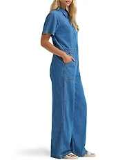 Wrangler Garage Point Collar Short Sleeve Denim Coverall