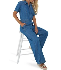 Wrangler Garage Point Collar Short Sleeve Denim Coverall