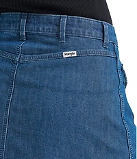 Wrangler High Rise Flap Front Pocket A-Line Denim Mini Skirt