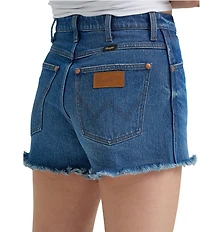 Wrangler® High Rise Frayed Denim Shorts