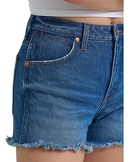Wrangler® High Rise Frayed Denim Shorts