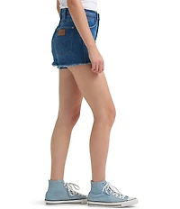 Wrangler® High Rise Frayed Denim Shorts
