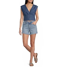 Wrangler® High Rise Frayed Denim Shorts