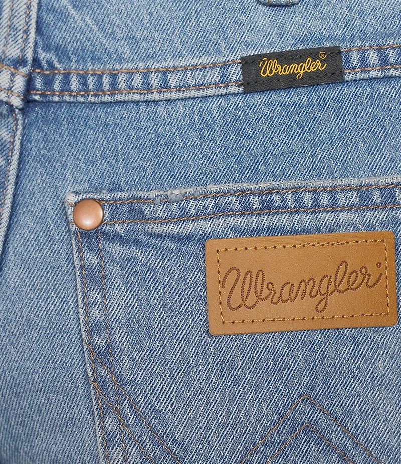 Wrangler® High Rise Frayed Denim Shorts
