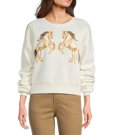 Wrangler® Horse Long Sleeve Fleece Sweatshirt