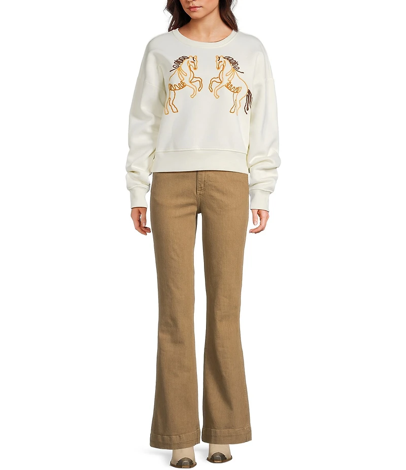 Wrangler® Horse Long Sleeve Fleece Sweatshirt