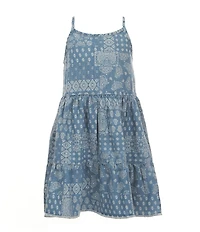 Wrangler® Little Girls Sleeveless Tiered Denim Dress