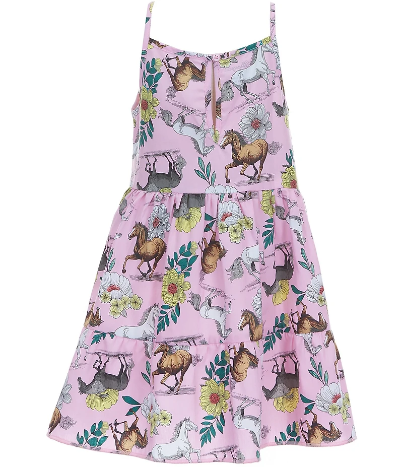 Wrangler® Little Girls Sleeveless Horse-Printed Dress
