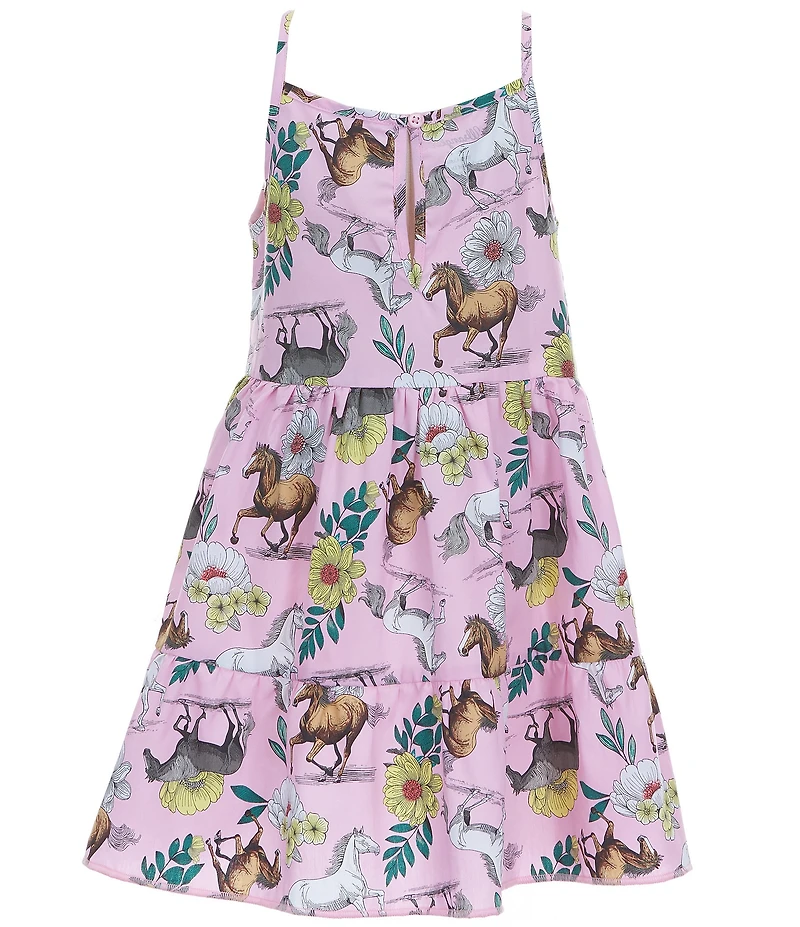 Wrangler® Little Girls Sleeveless Horse-Printed Dress