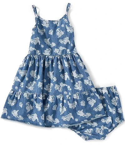 Wrangler® Little Girls Sleeveless Western-Inspired-Printed Denim Dress