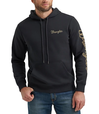 Wrangler® Logo-Detailed Long Sleeve Fleece Hoodie