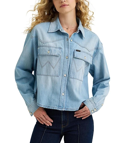 Wrangler® Long Sleeve Boxy Denim Shirt