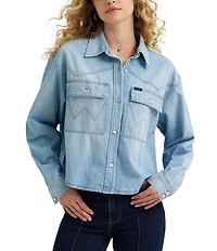 Wrangler® Long Sleeve Boxy Denim Shirt