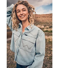 Wrangler® Long Sleeve Boxy Denim Shirt