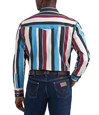Wrangler® Long Sleeve Brushpopper Striped Denim Western Shirt