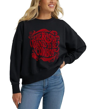 Wrangler® Long Sleeve Crew Neck Everybody Wants To Be A Cowboy T-Shirt