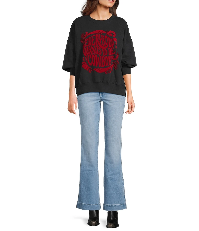 Wrangler® Long Sleeve Crew Neck Everybody Wants To Be A Cowboy T-Shirt