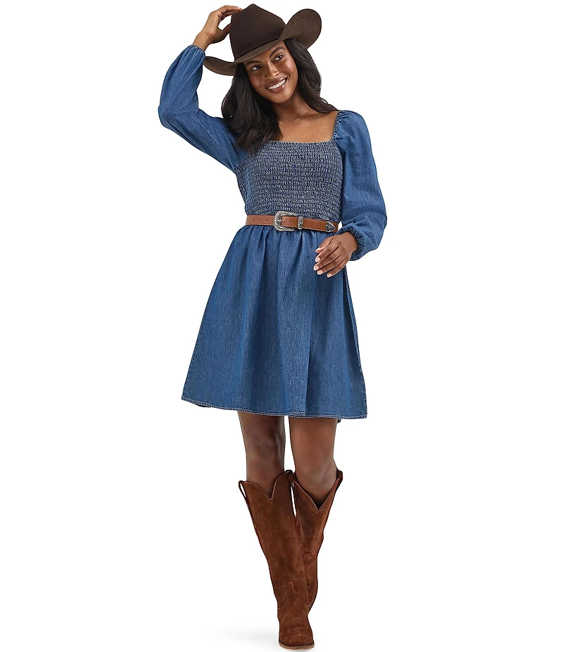 Wrangler® Long Sleeve Denim Mini Dress