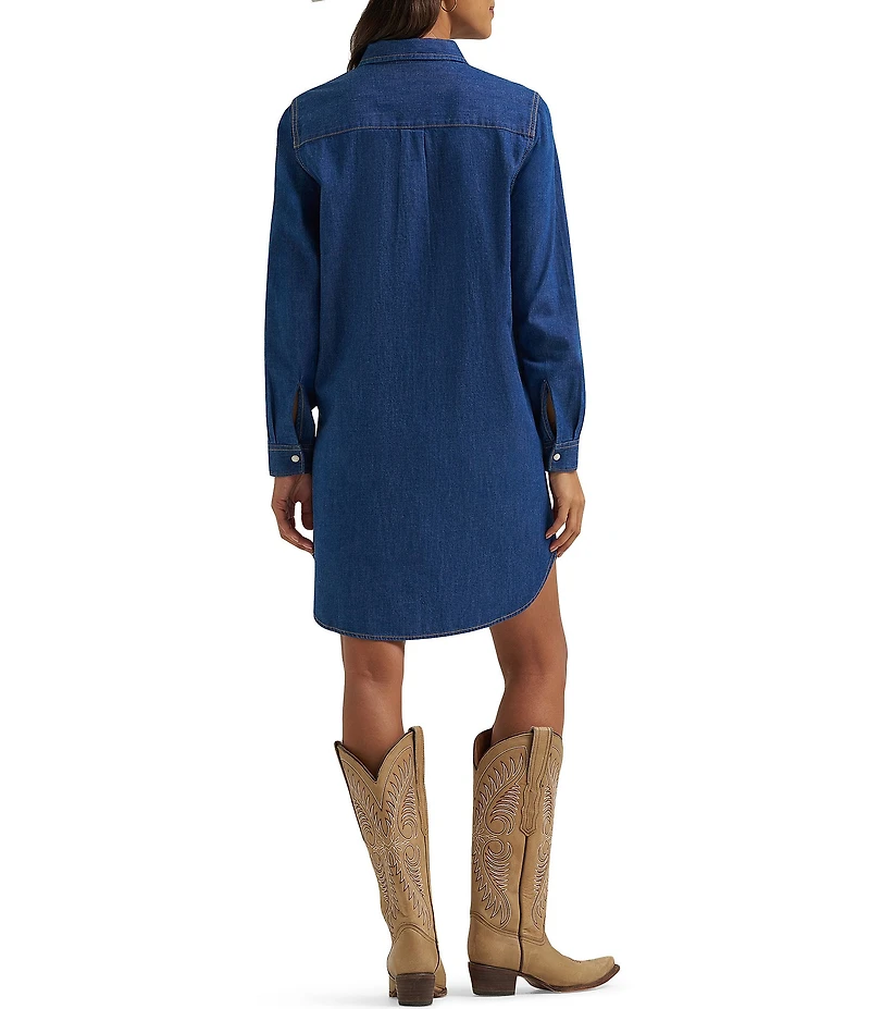 Wrangler® Long Sleeve Denim Shirt Dress