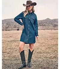 Wrangler® Long Sleeve Denim Shirt Dress