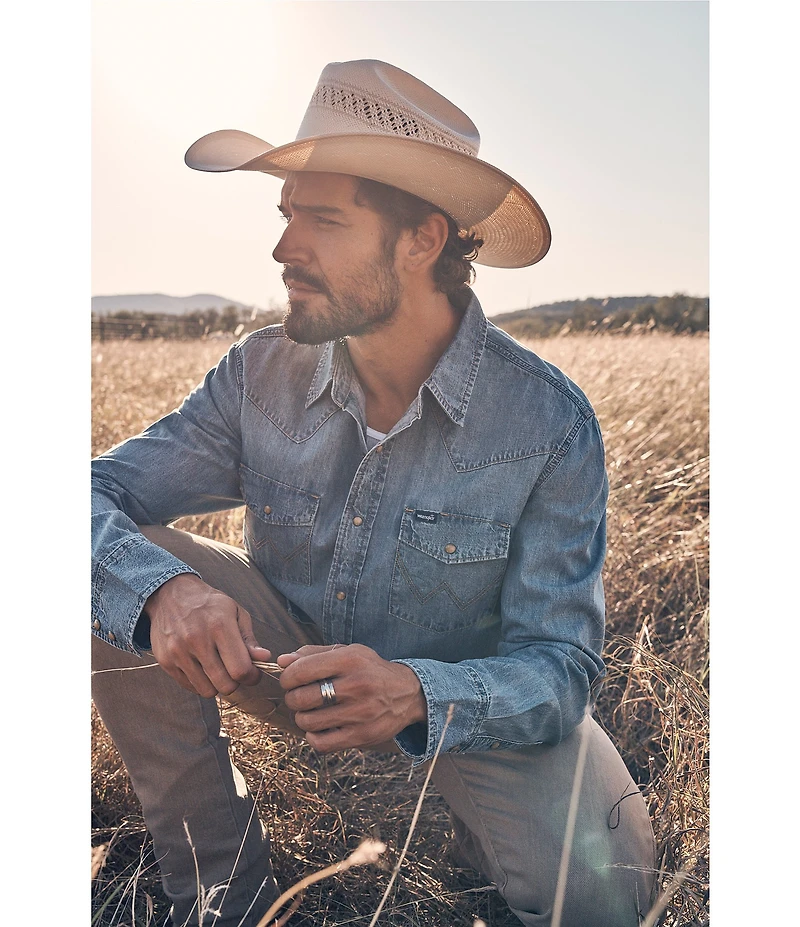 Wrangler® Long Sleeve Denim Western Shirt