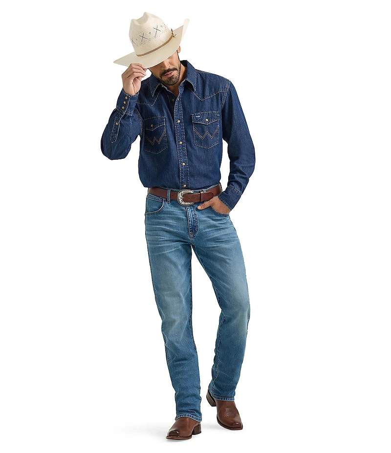 Wrangler® Long Sleeve Denim Western Shirt