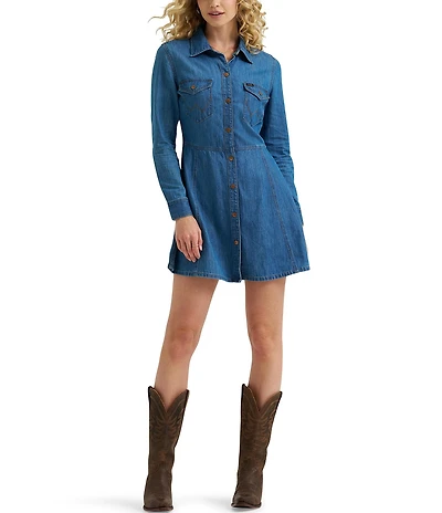 Wrangler® Long Sleeve Fit and Flare Dress