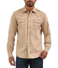 Wrangler® Long Sleeve Retro® Premium Solid Woven Shirt
