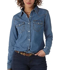 Wrangler® Long Sleeve Snap Front Western Shirt